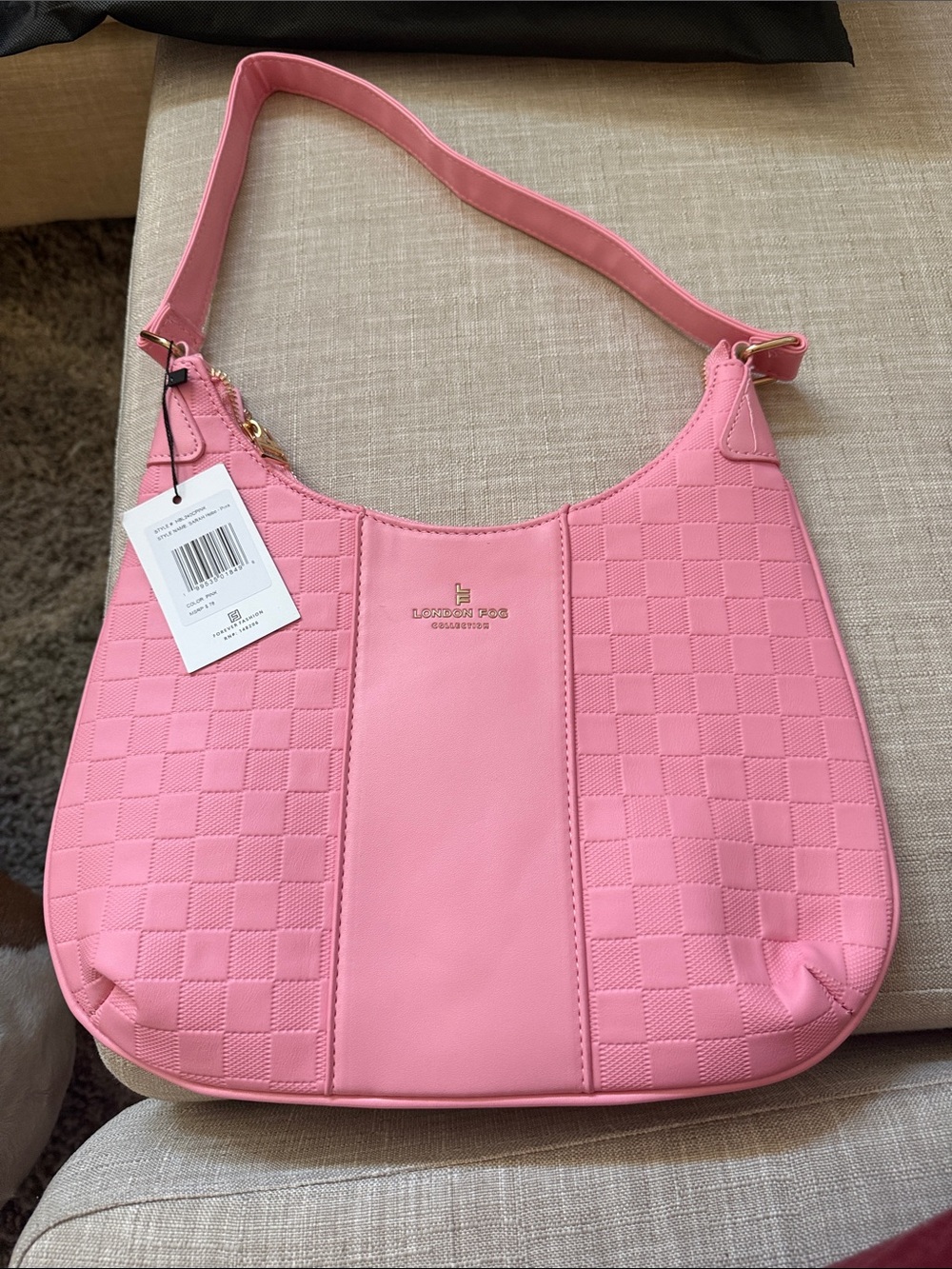 London Fog Bubblegum Pink Quilted Shoulder Hobo